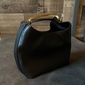 A New Day Elegant Black Tote Bag with Gold Handle